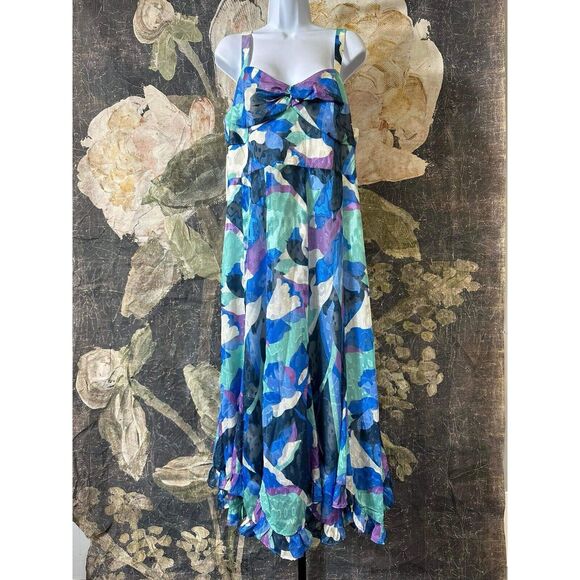 Anthropologie Blue and Purple Midi Dress - Picture 6 of 8